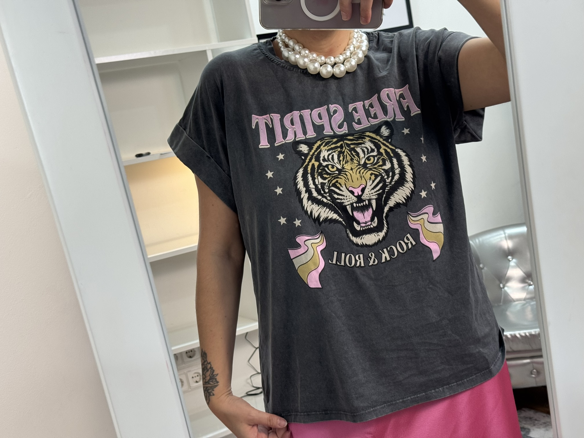 Camiseta estampada tigre "FREE SPIRIT"