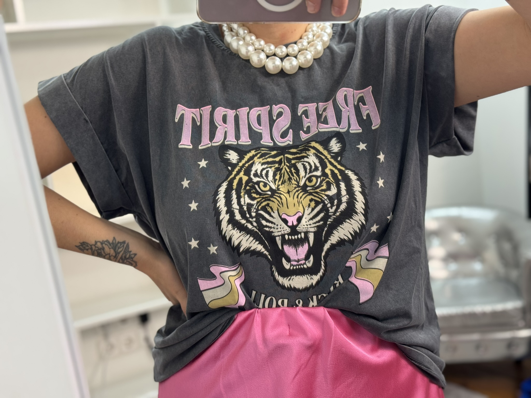 Camiseta estampada tigre "FREE SPIRIT"