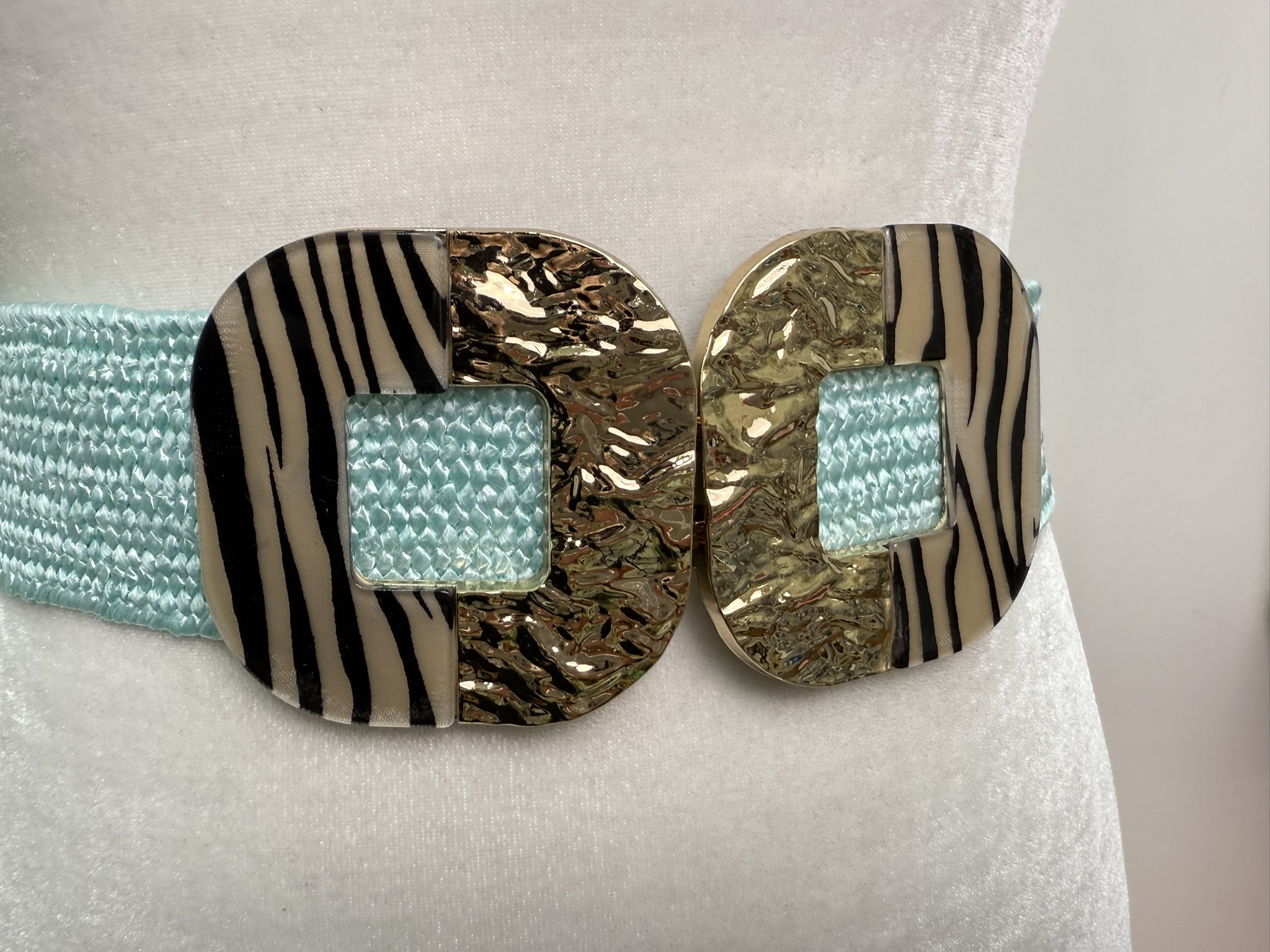 Cinturón elastico hebilla animal print-dorado