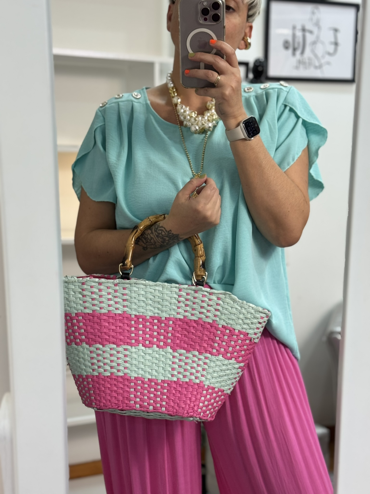 Bolso capazo bicolor