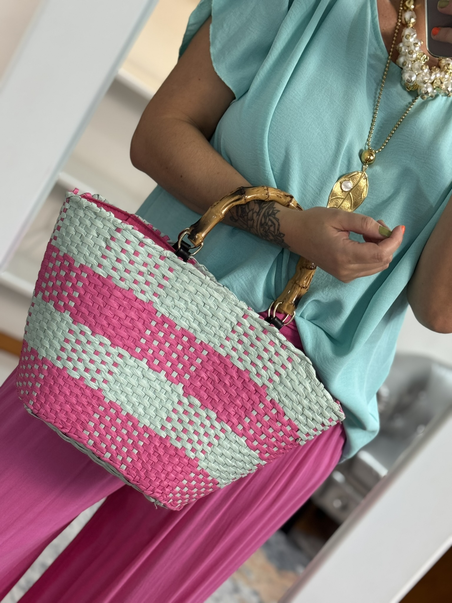Bolso capazo bicolor