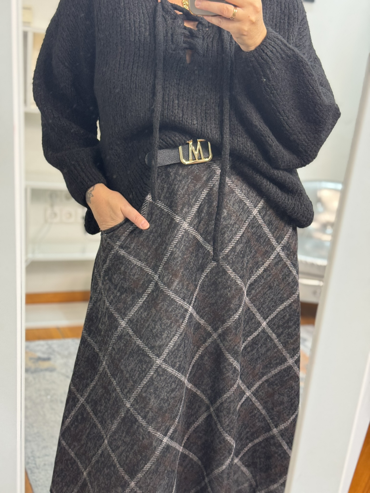 Falda cuadros corte irregular 