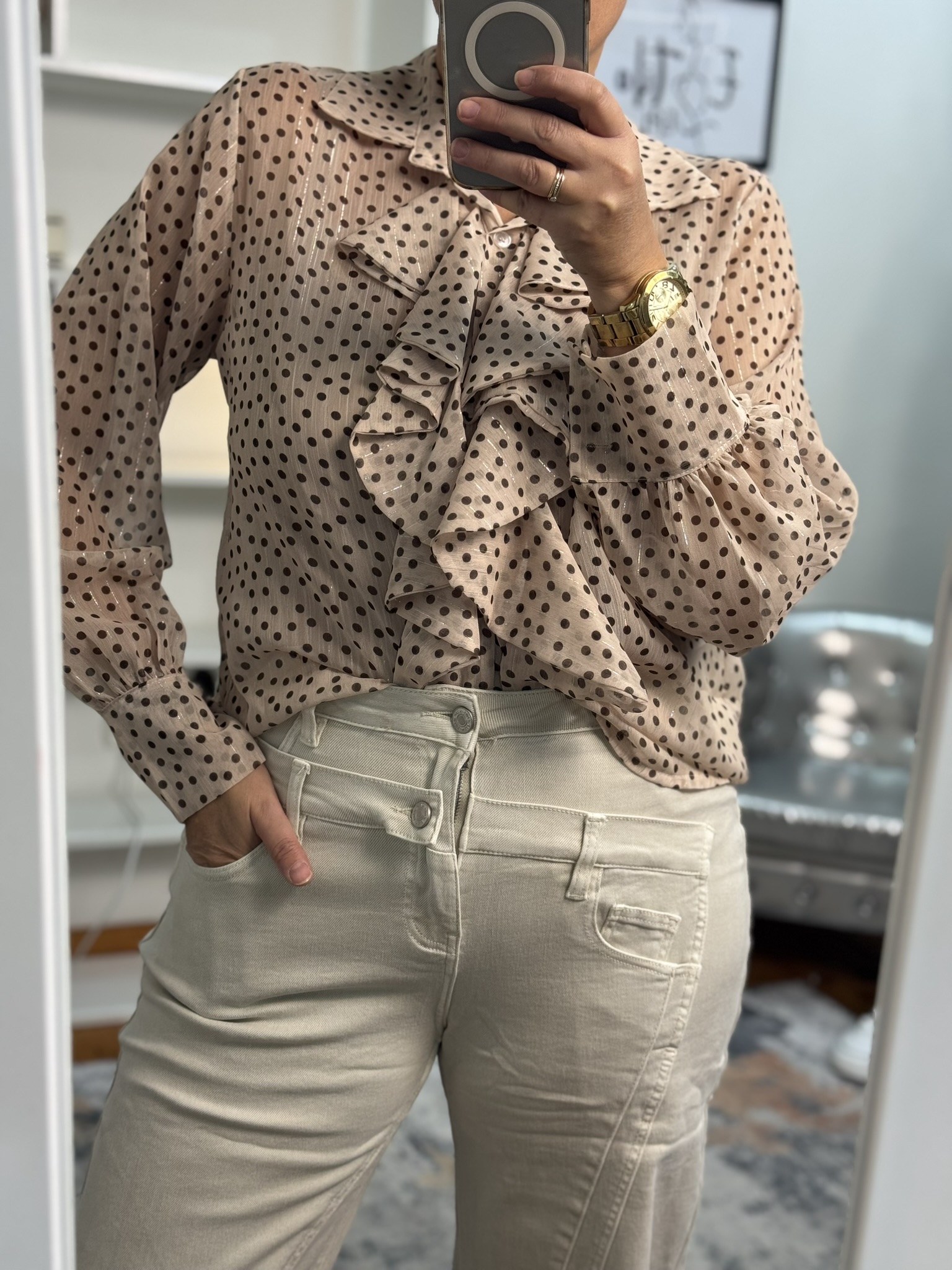 Jeans wide leg efecto doble pantalón