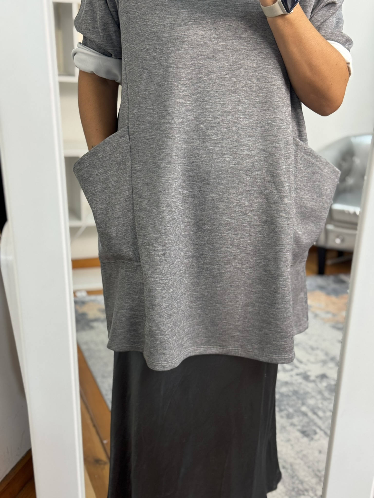 Sudadera larga bolsillos