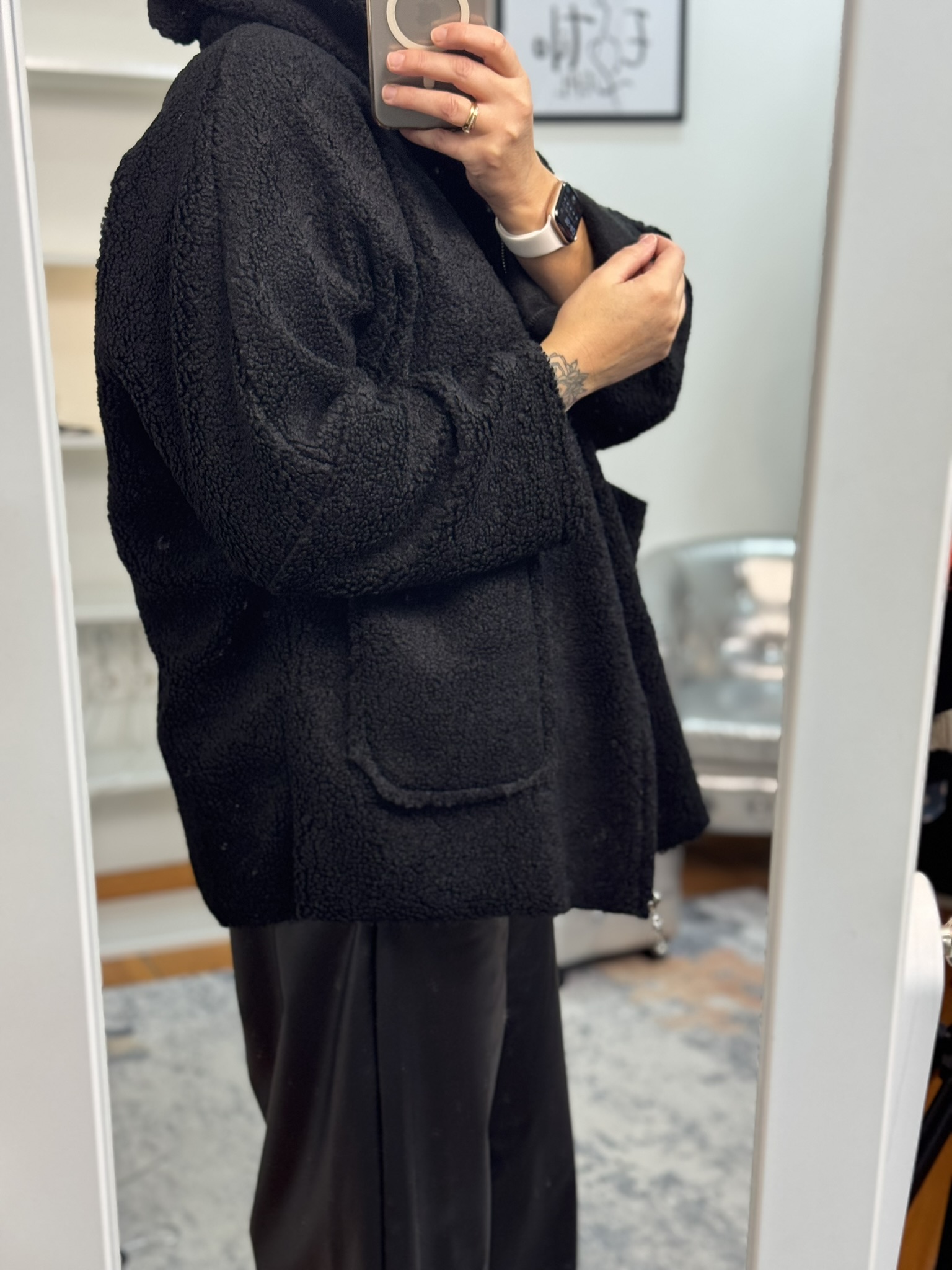 Chaqueta amplia borreguito