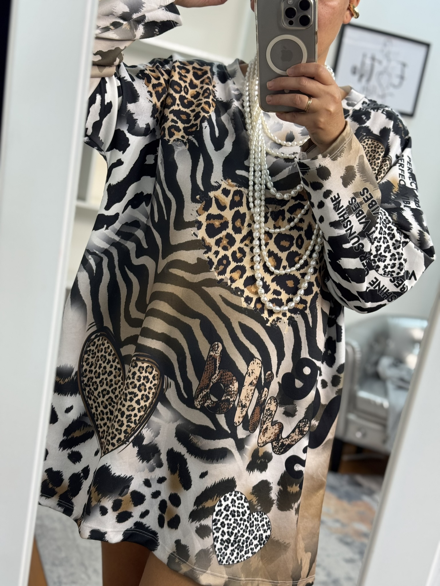 Sudadera-vestido corazones animal print