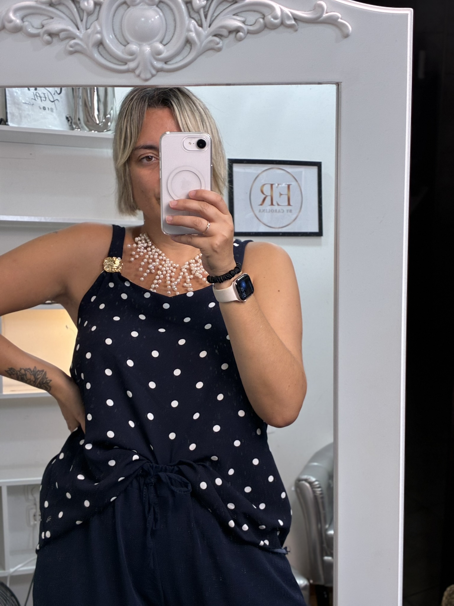 Camisa lunares detalle metalizado