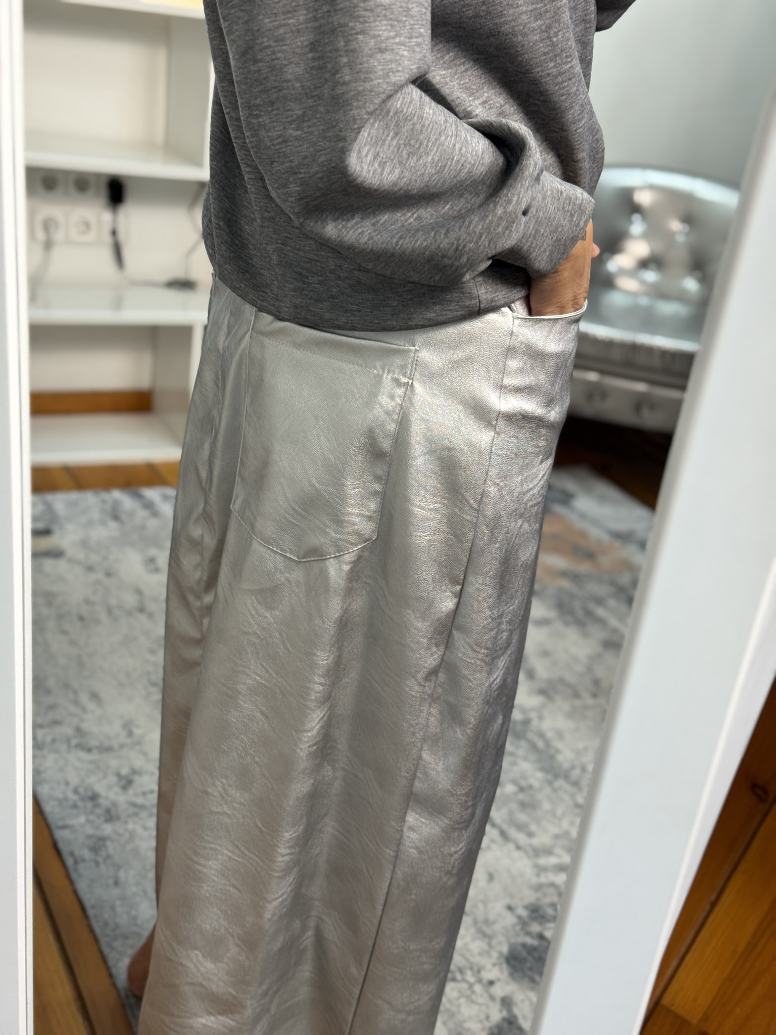 Falda larga símil piel 