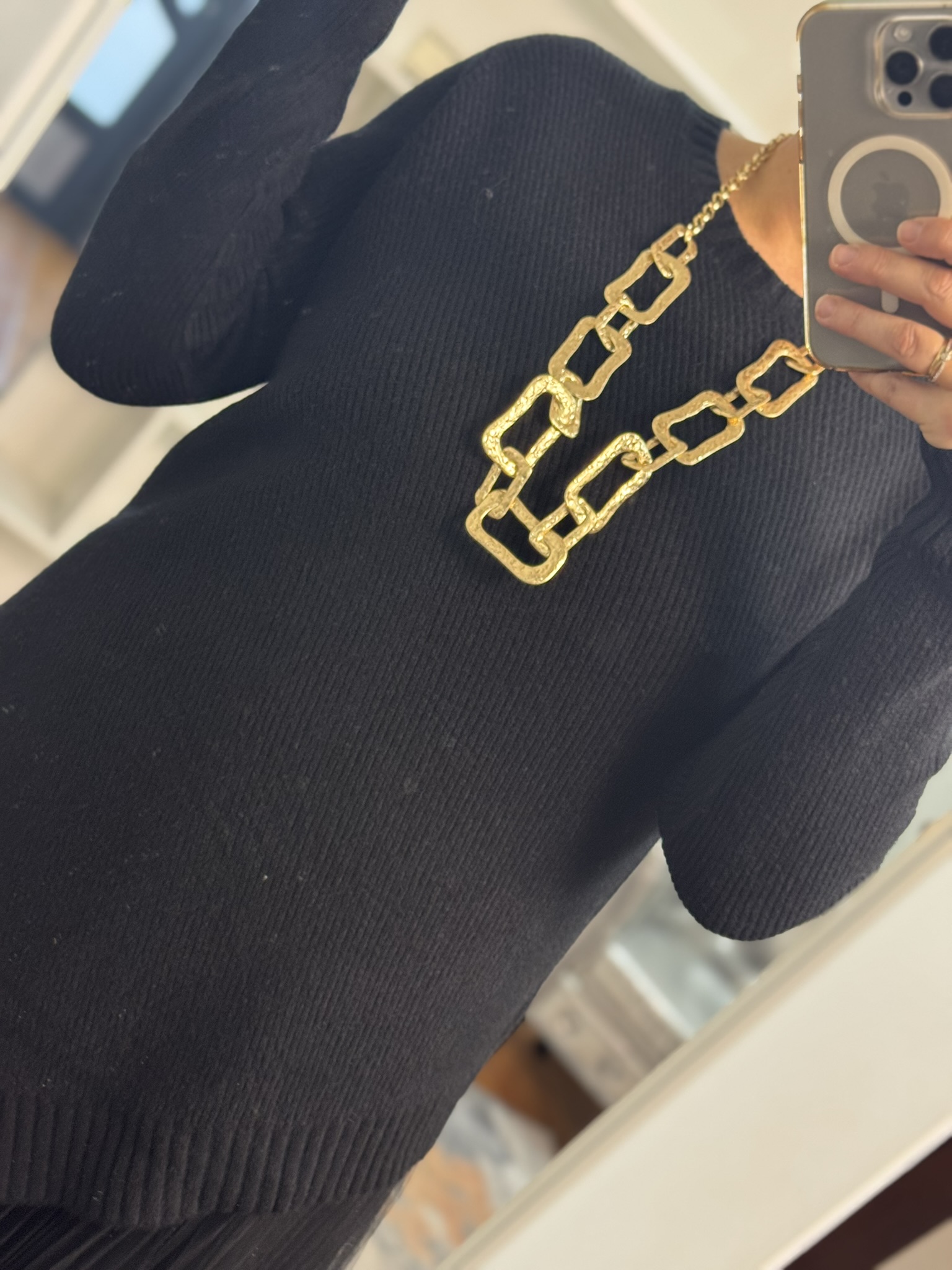 Collar largo detalles rectángulo