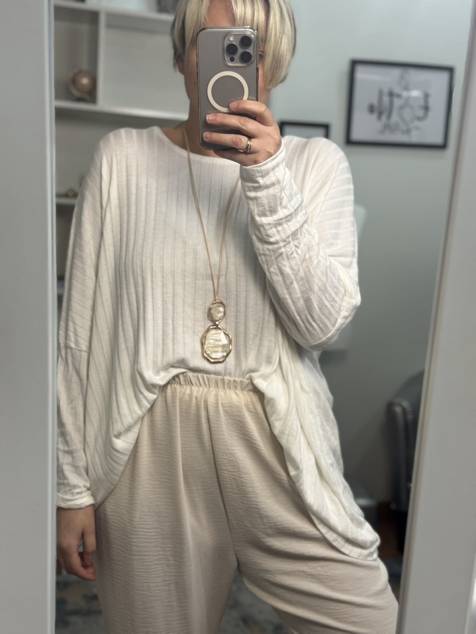 Collar largo doble piedra 