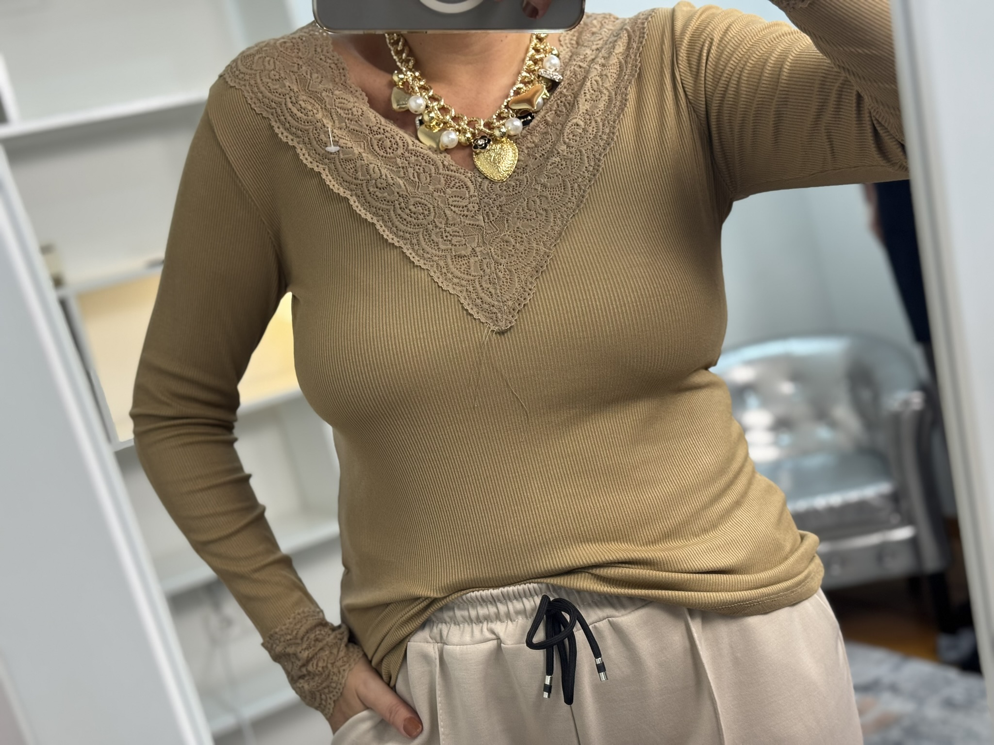 Camiseta lencera canalé manga larga