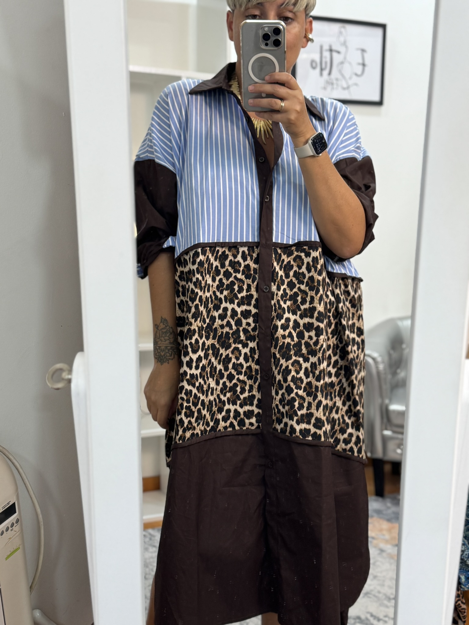 Vestido premium rayas-animal print