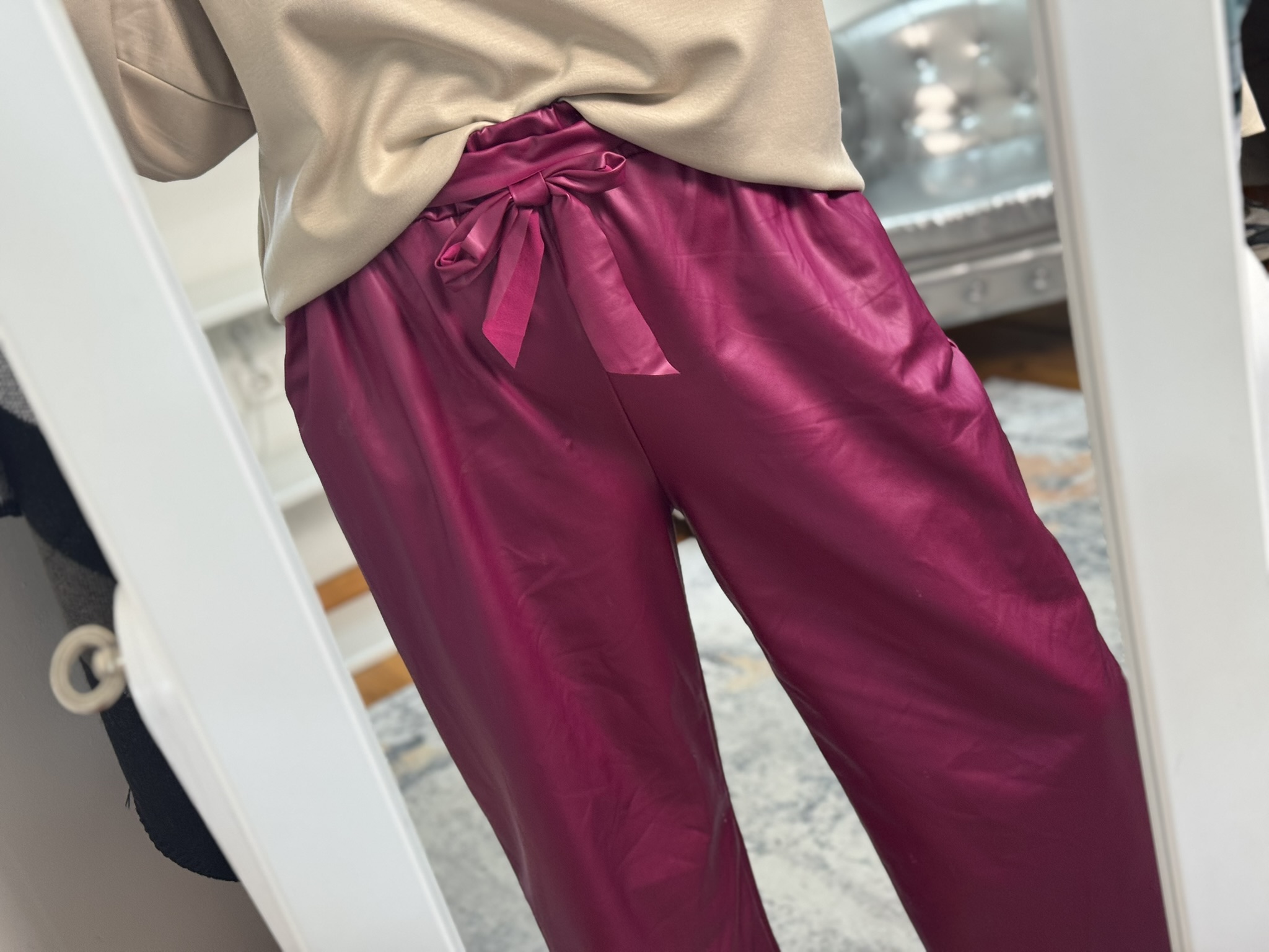 Pantalón culotte símil piel 