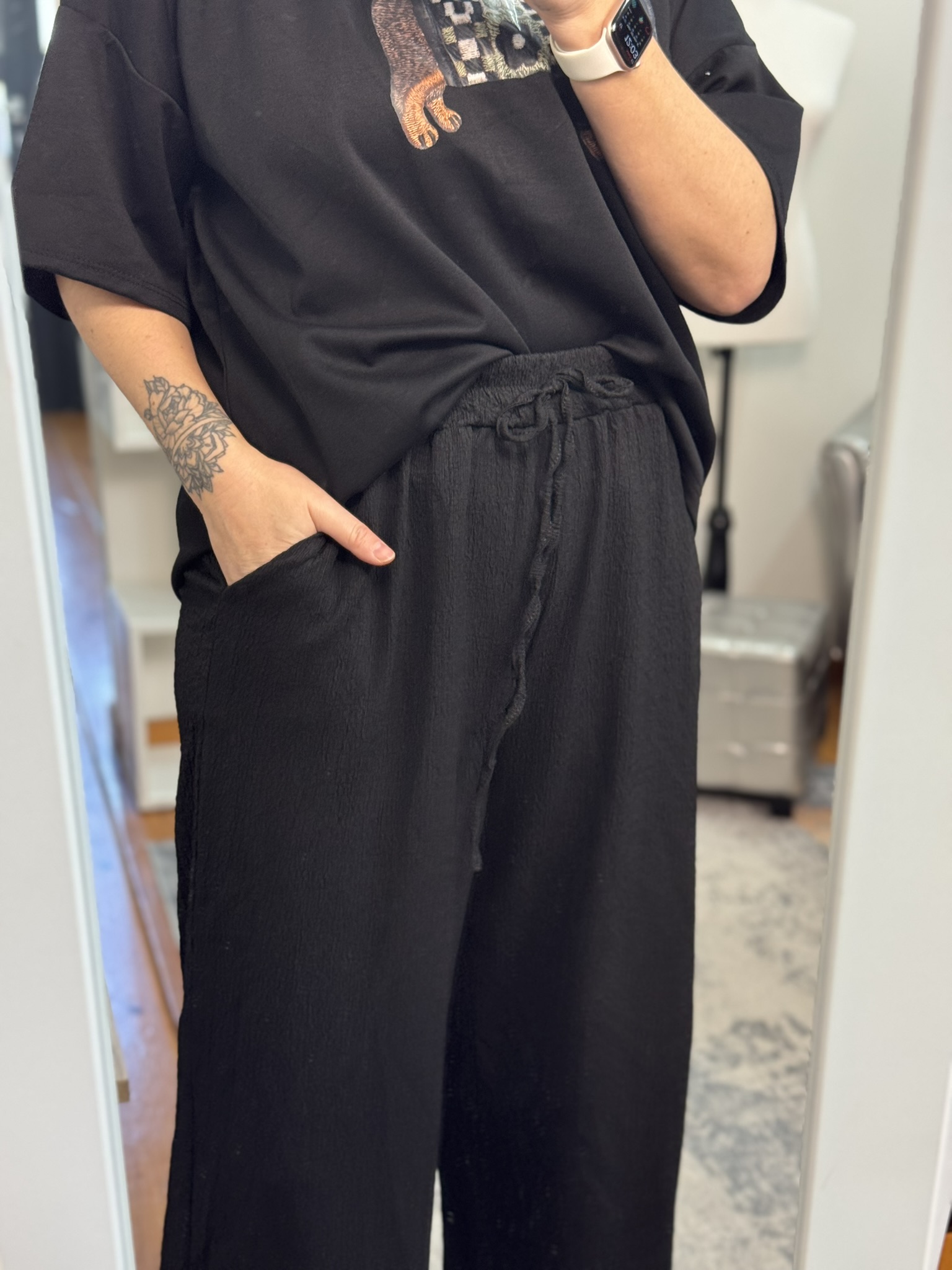 Pantalón recto textura