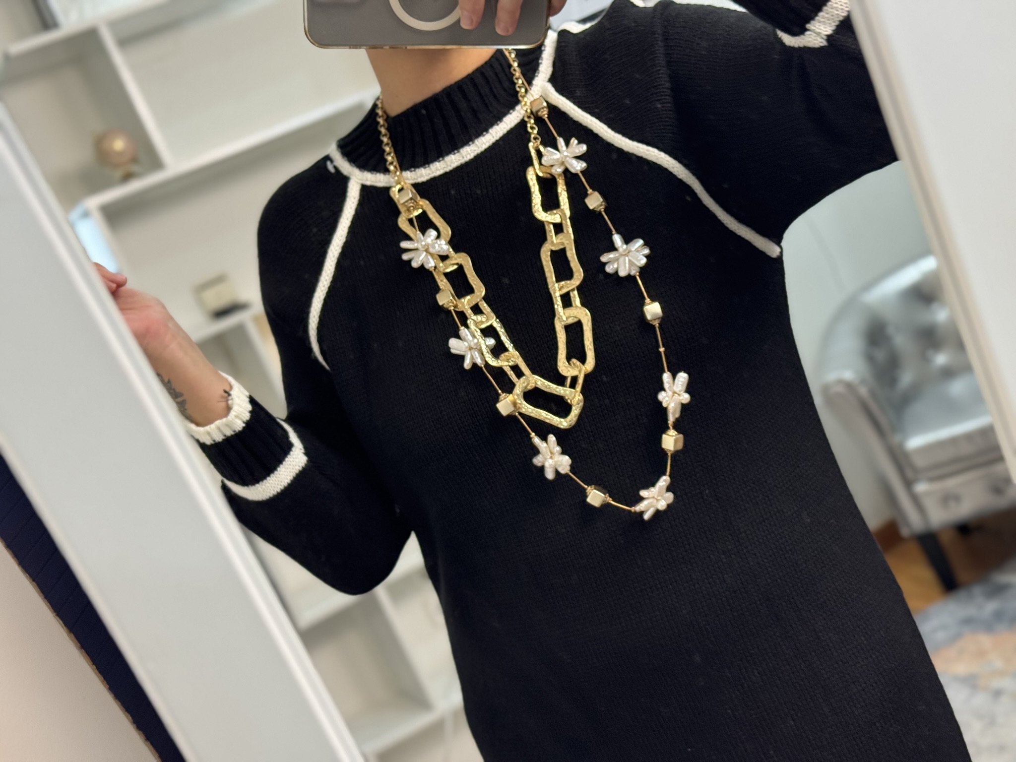 Vestido punto detalle contraste