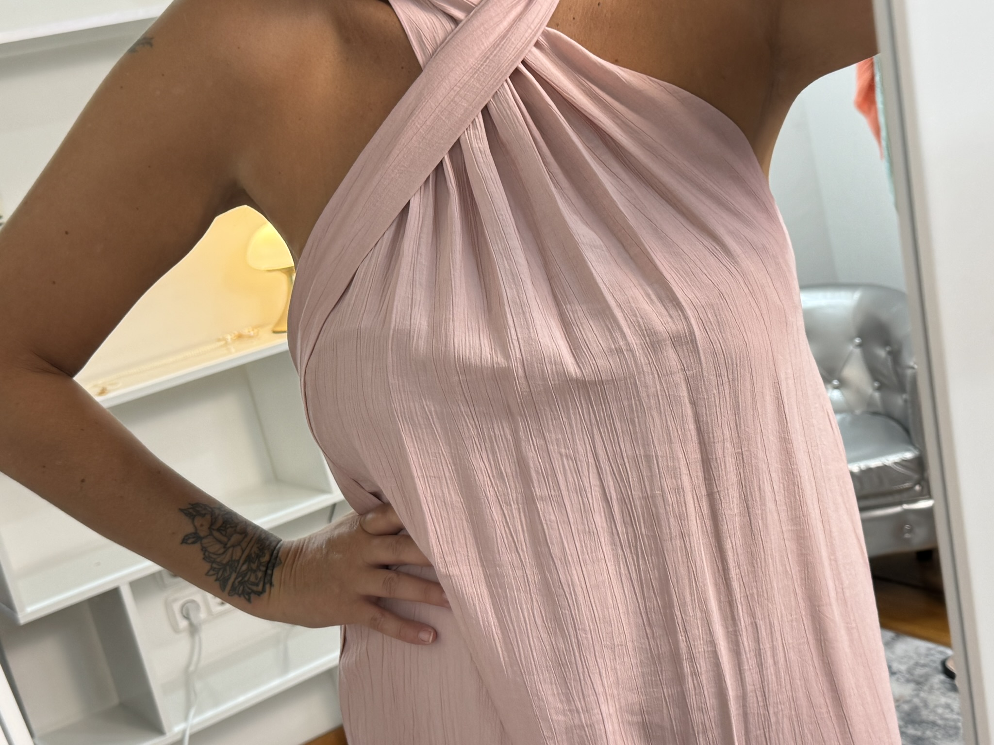 Vestido rosa lazo espalda