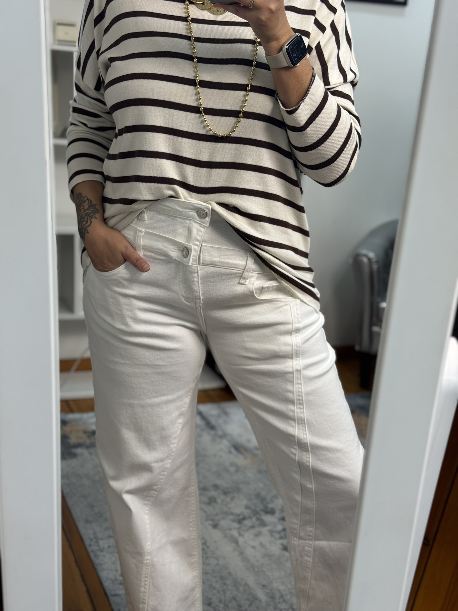 Jeans wide leg efecto doble pantalón