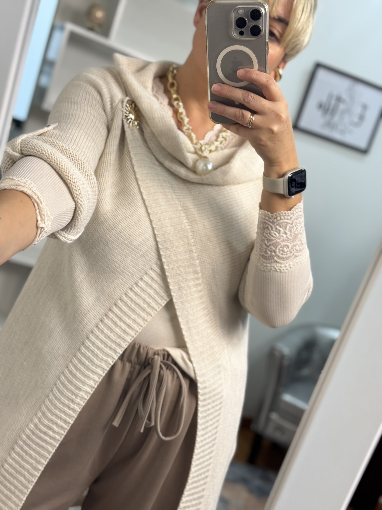 Cardigan largo punto cruzado