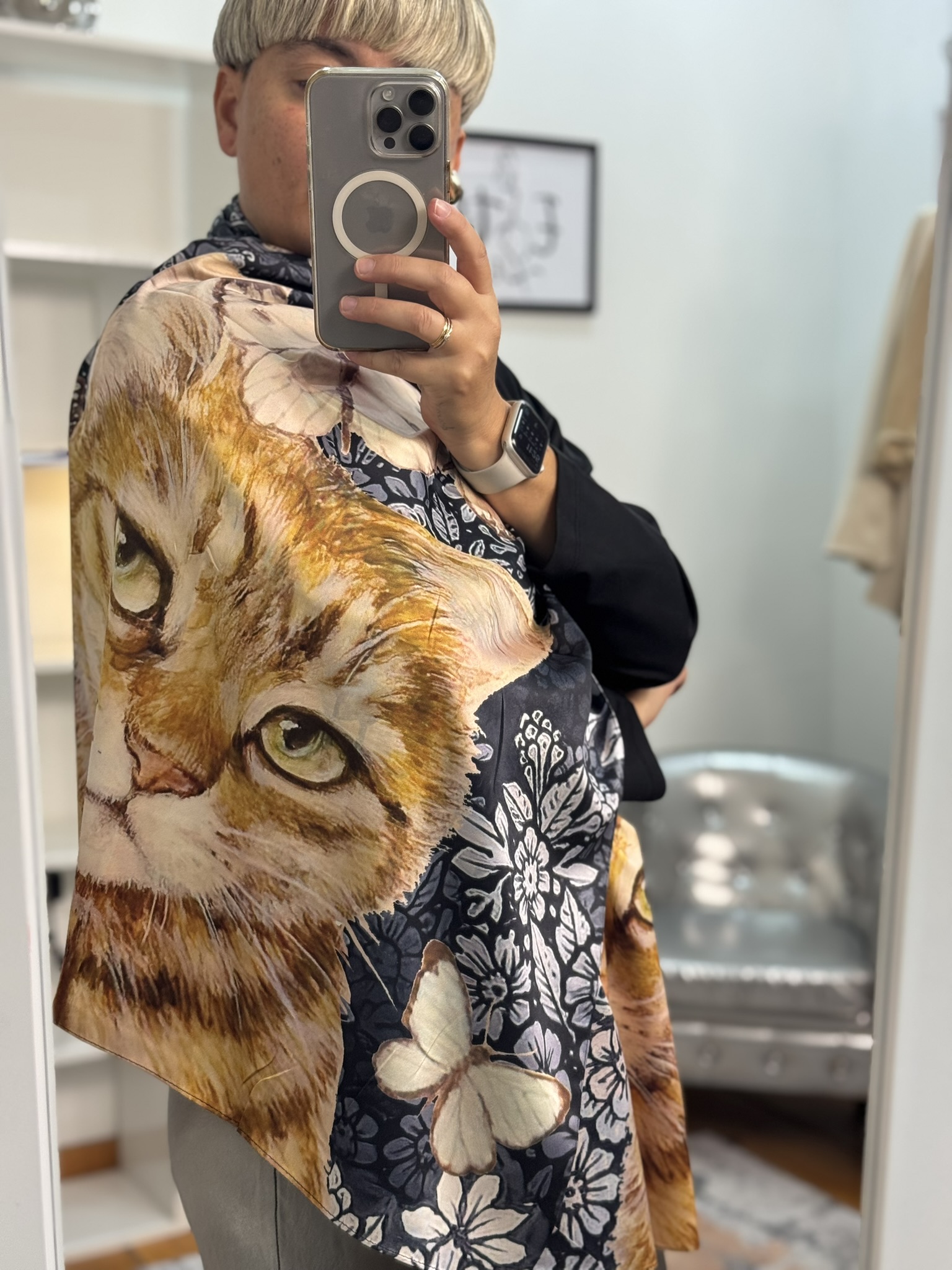 Pañuelo reversible gato