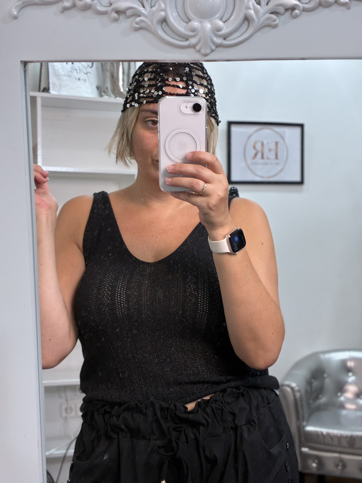 Gorro crochet lentejuelas 