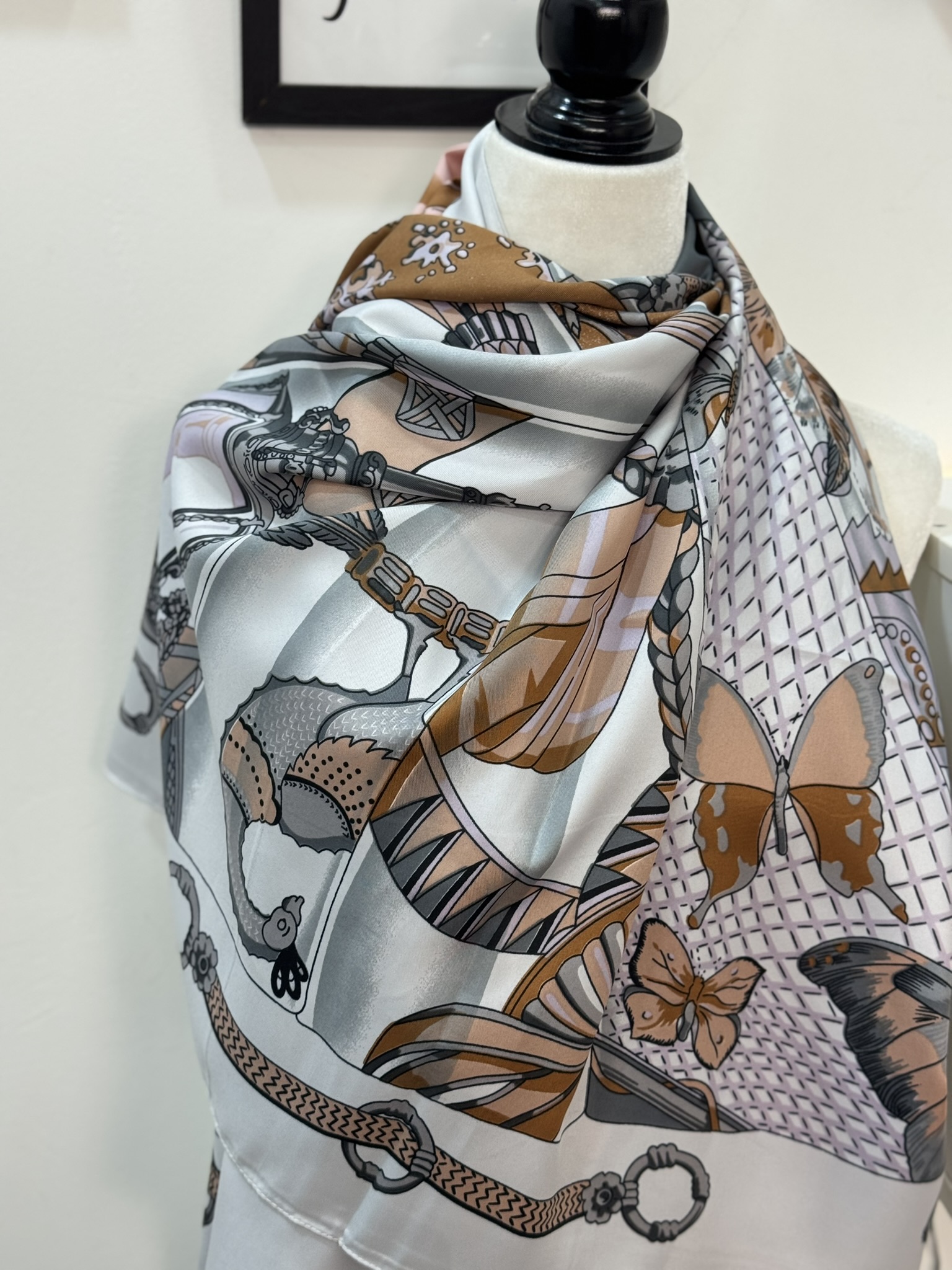 Maxi pañuelo raso/gris 