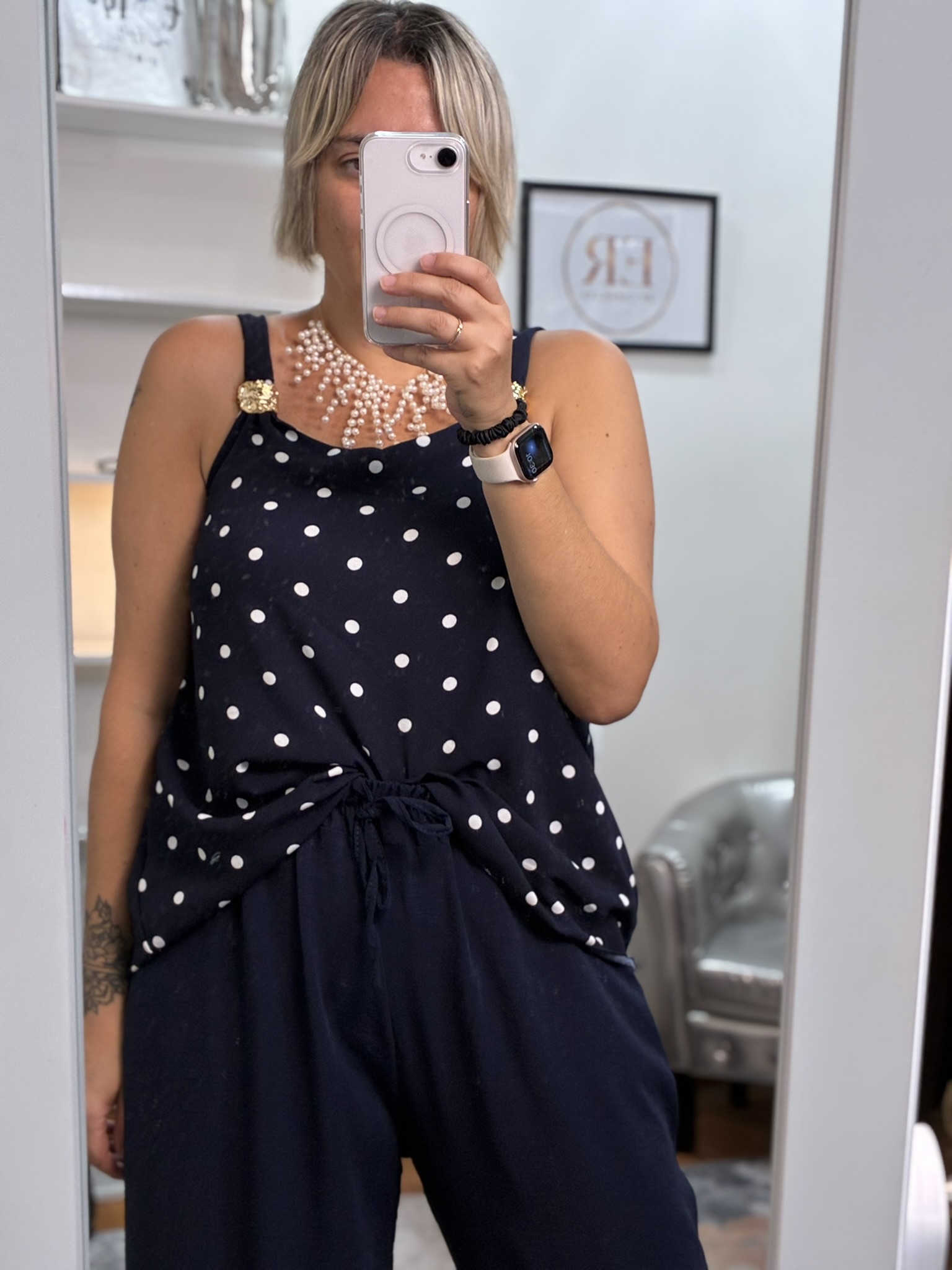 Camisa lunares detalle metalizado