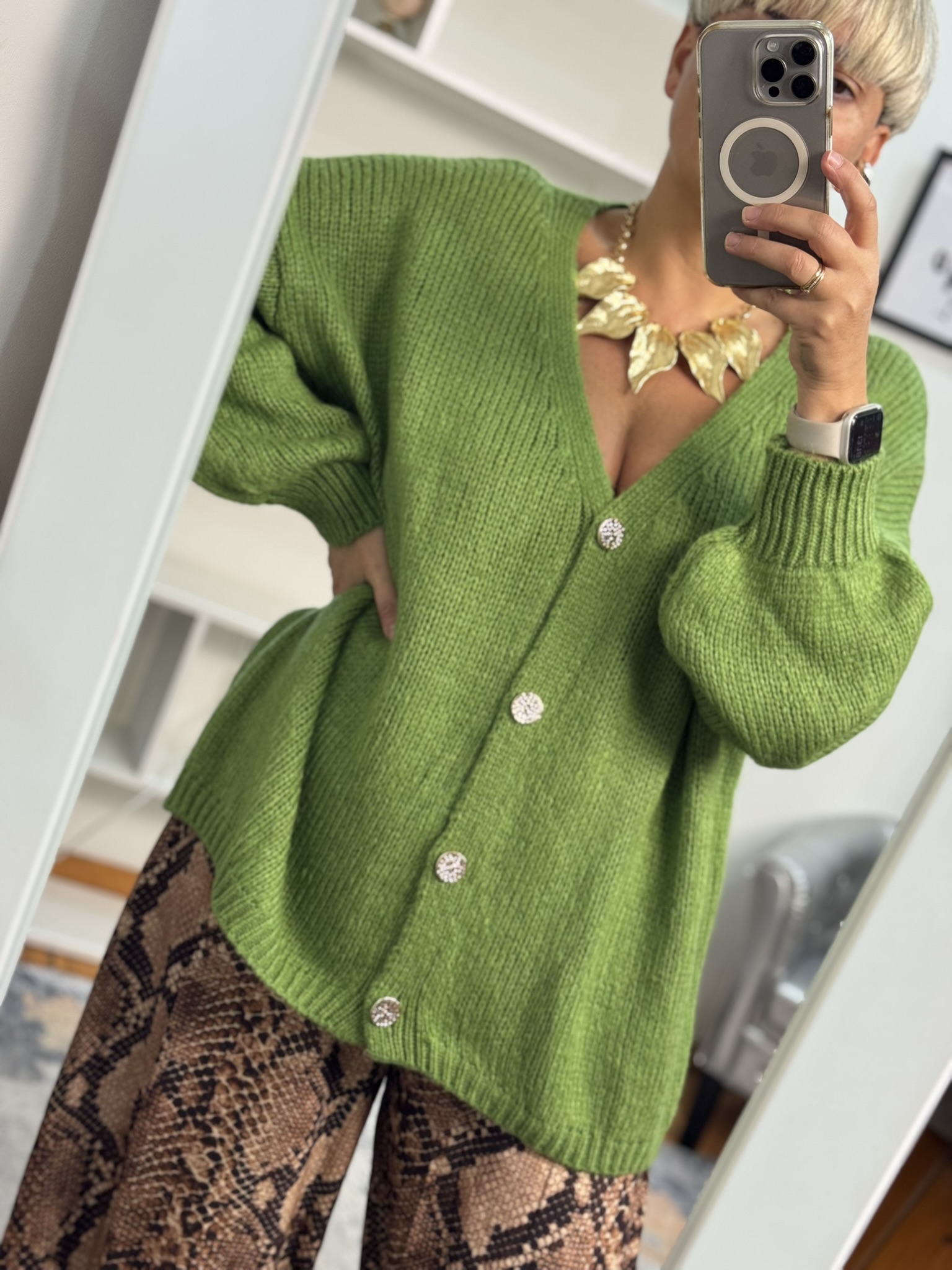 Cardigan oversize punto