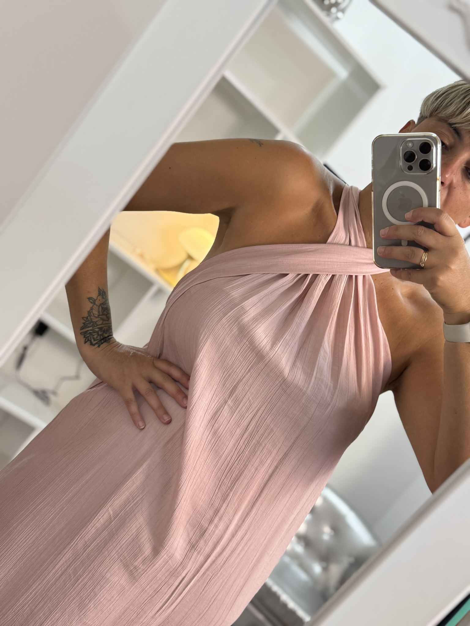 Vestido rosa lazo espalda