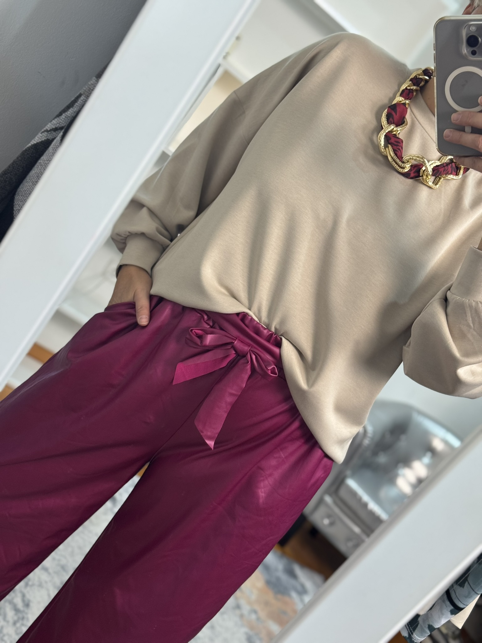Pantalón culotte símil piel 