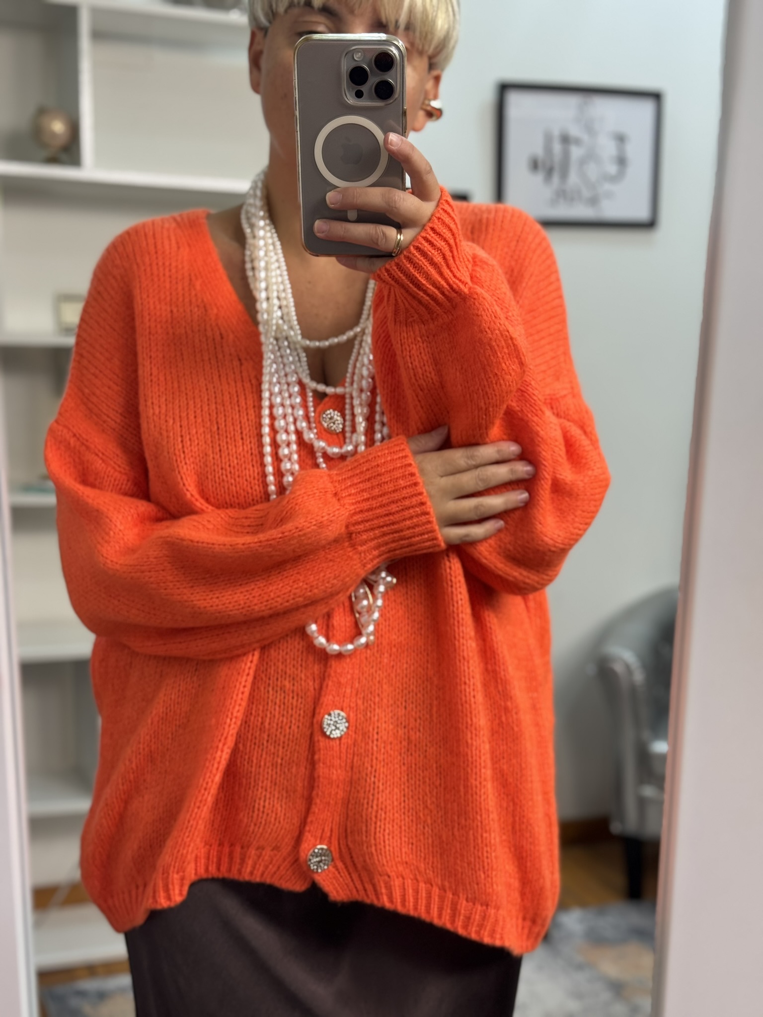 Cardigan oversize punto