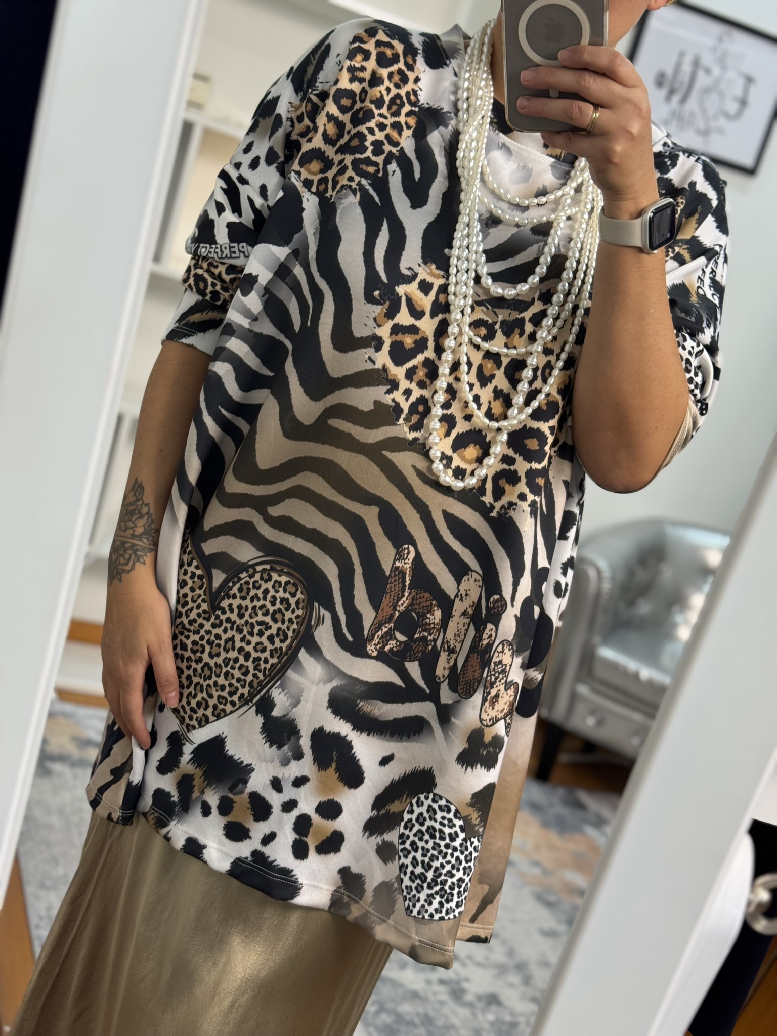 Sudadera-vestido corazones animal print