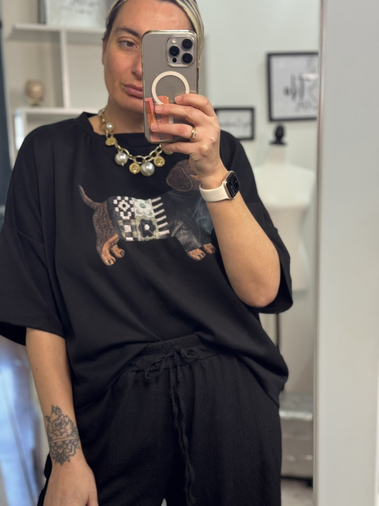 Pantalón recto textura