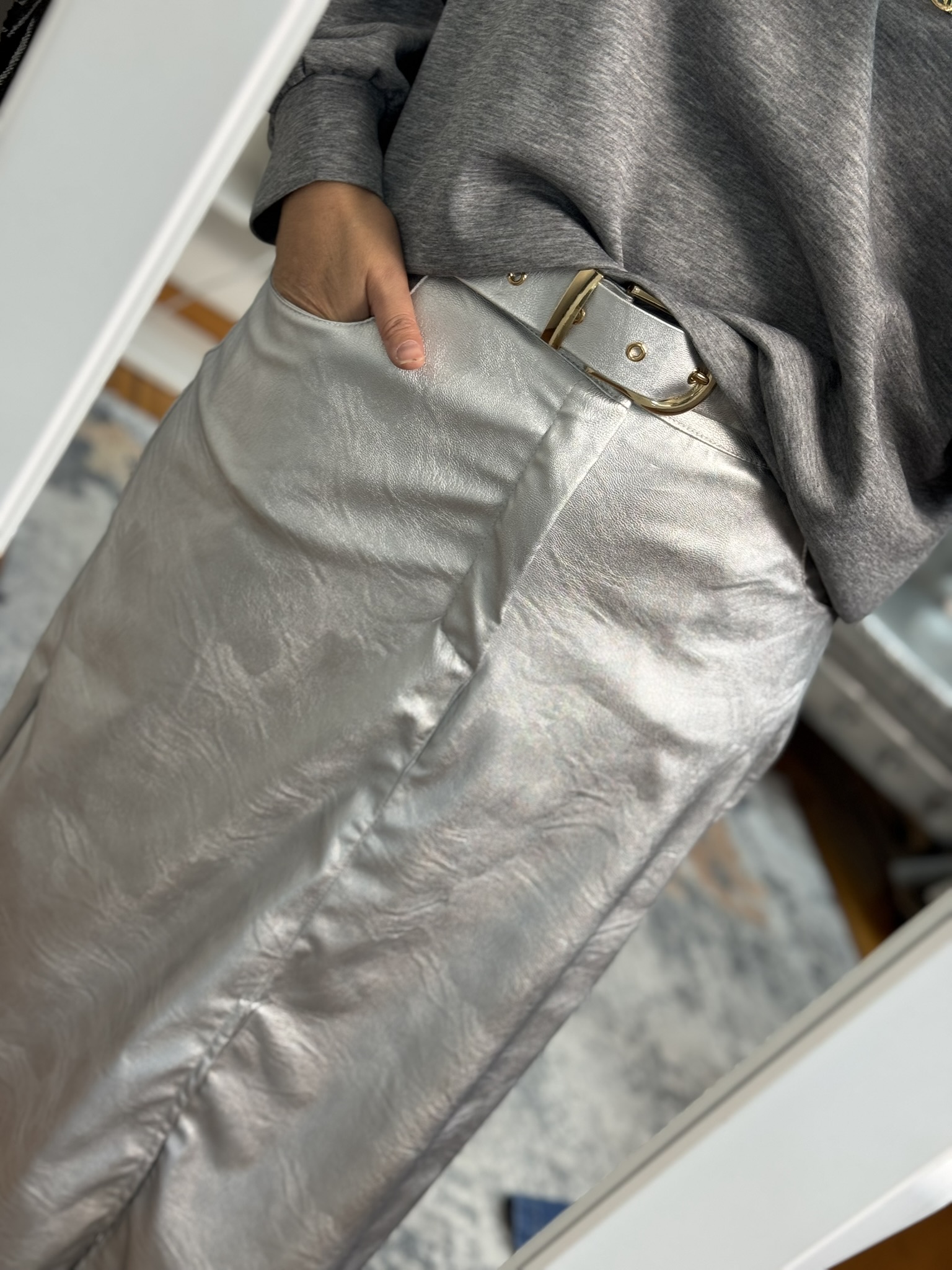 Falda larga símil piel 