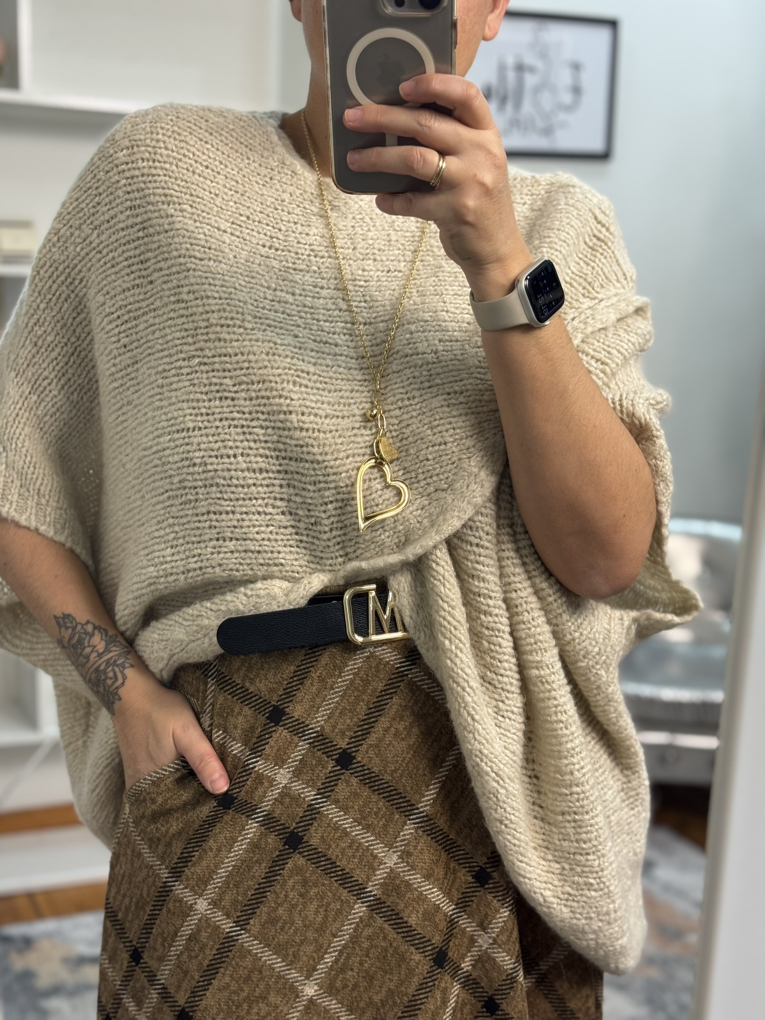 Falda cuadros corte irregular 