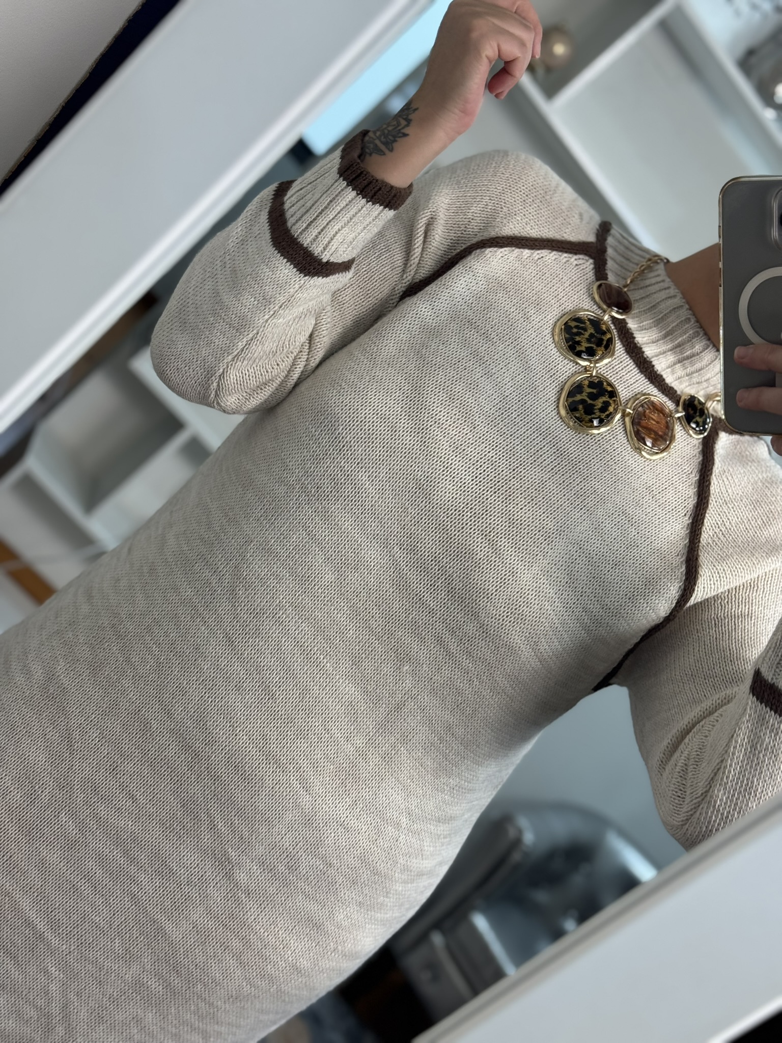 Vestido punto detalle contraste