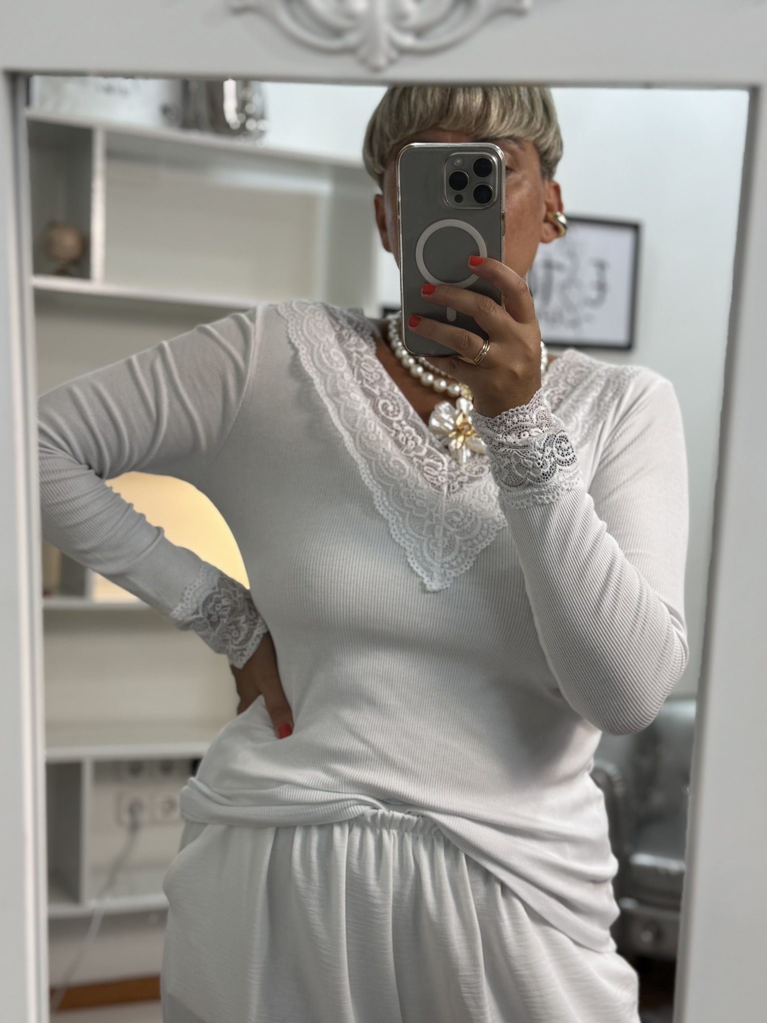 Camiseta lencera canalé manga larga