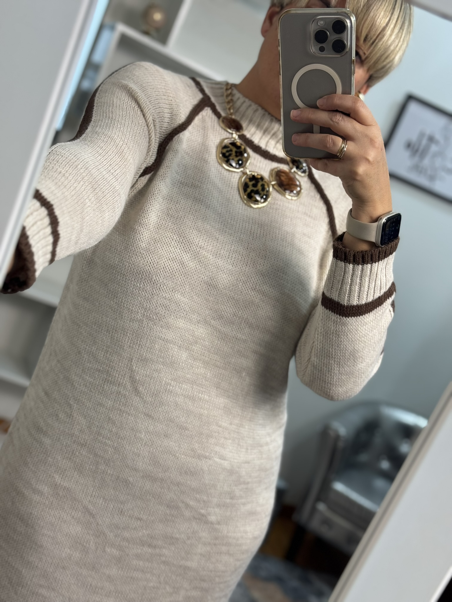 Vestido punto detalle contraste