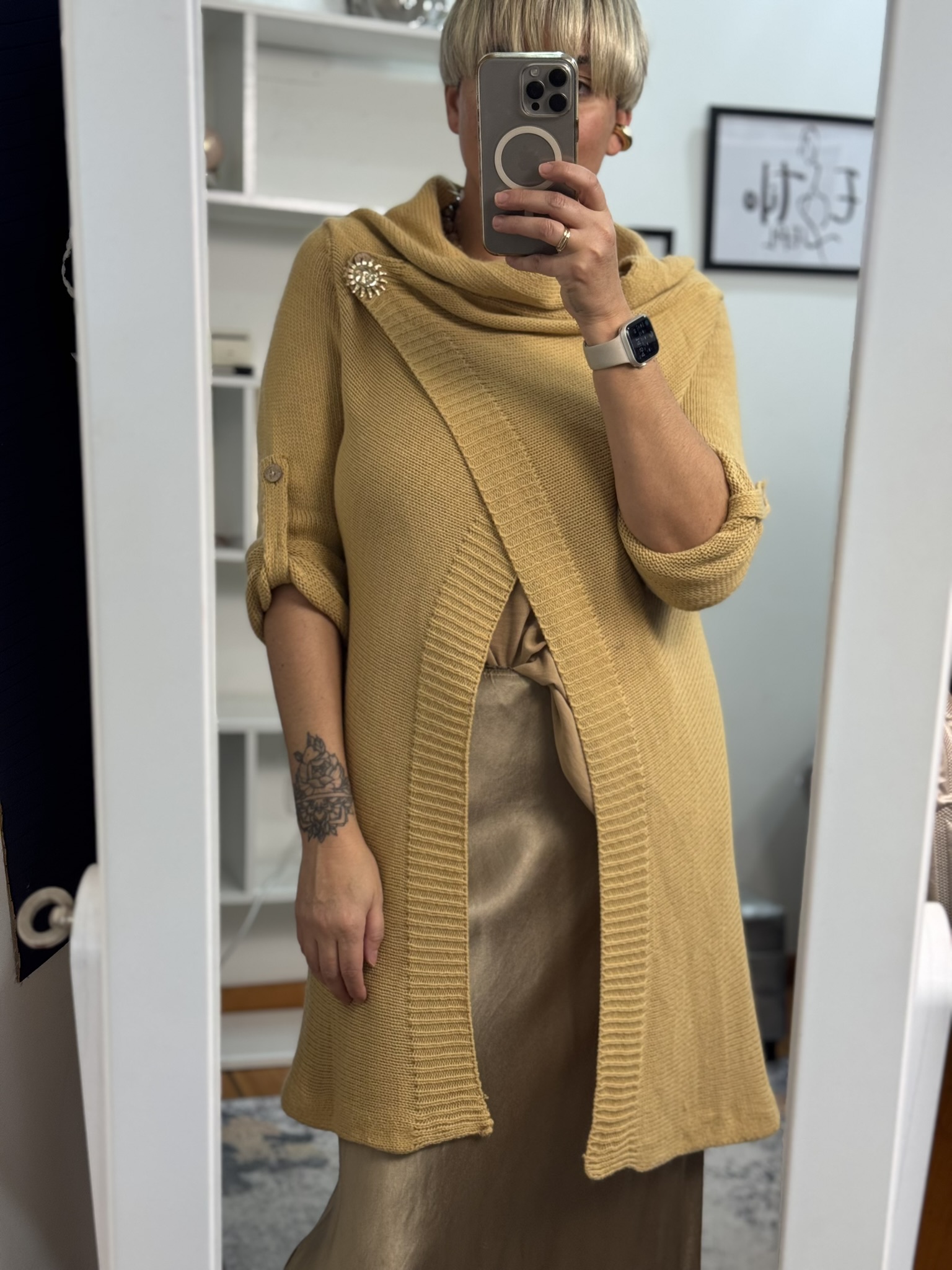 Cardigan largo punto cruzado