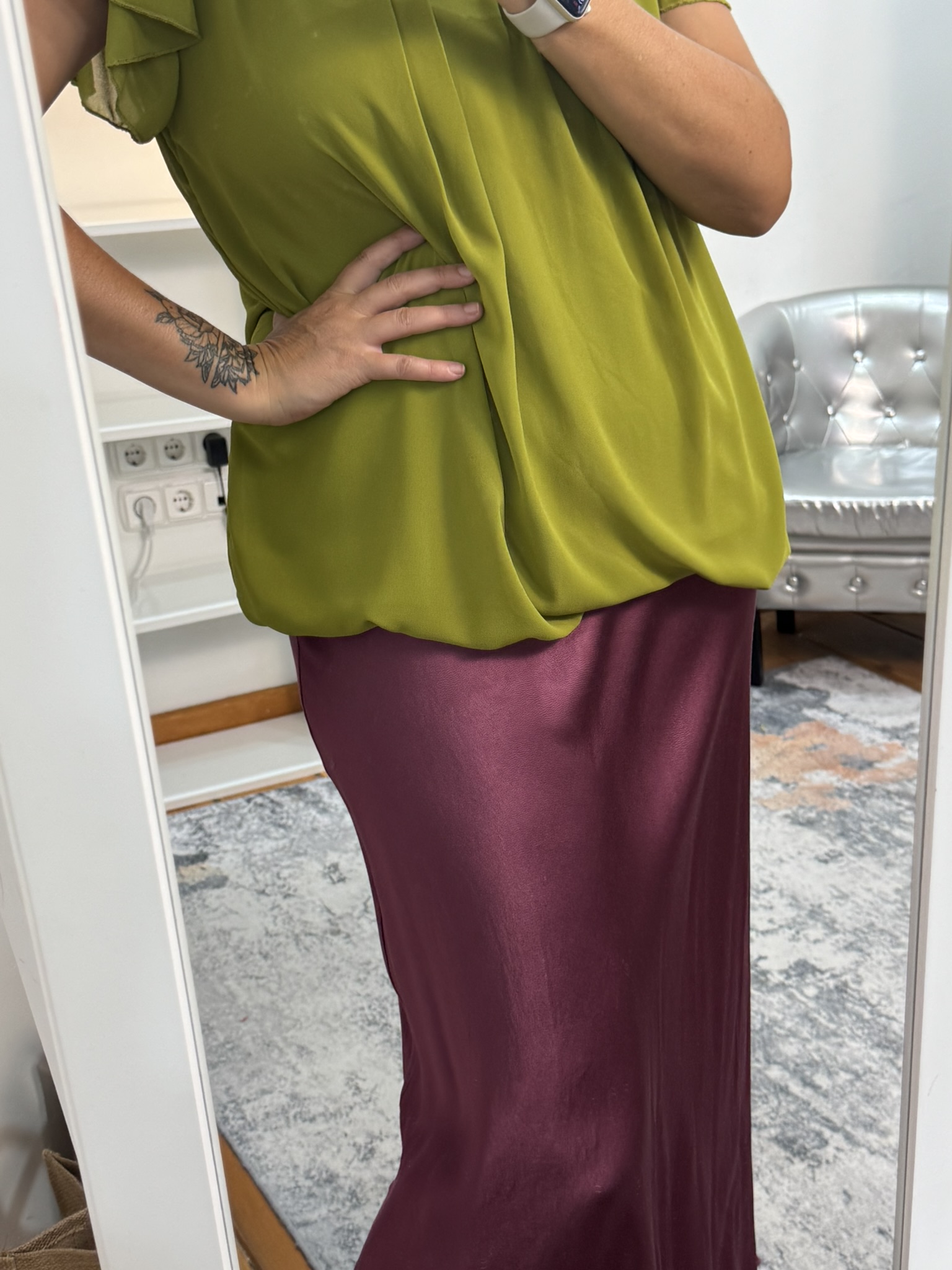 Camisa fluida doble tela chapilla en escote