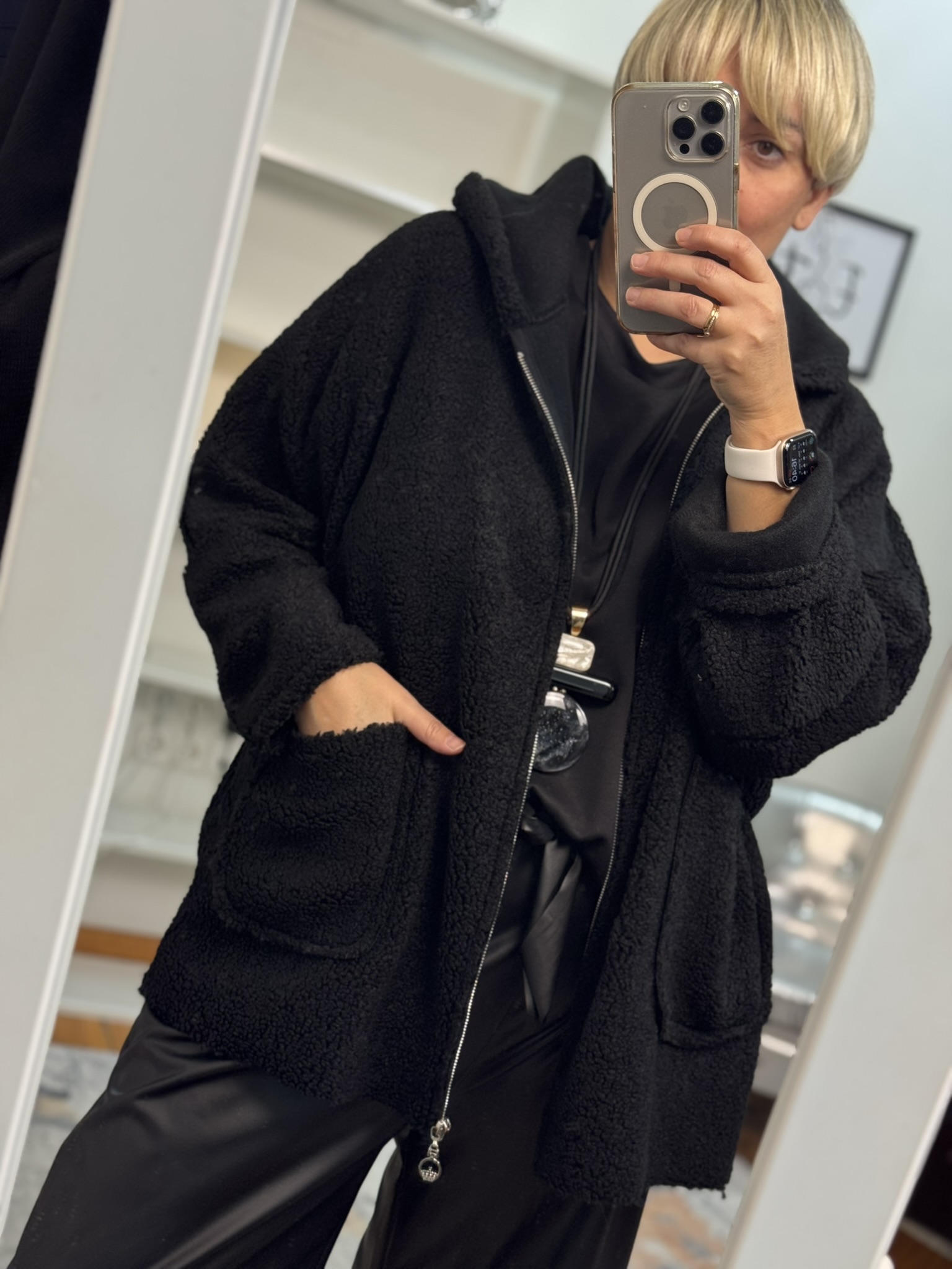 Chaqueta amplia borreguito