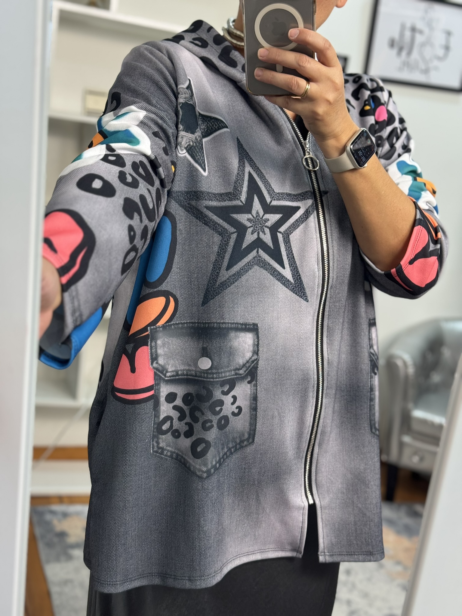 Chaqueta estampada flor y estrella