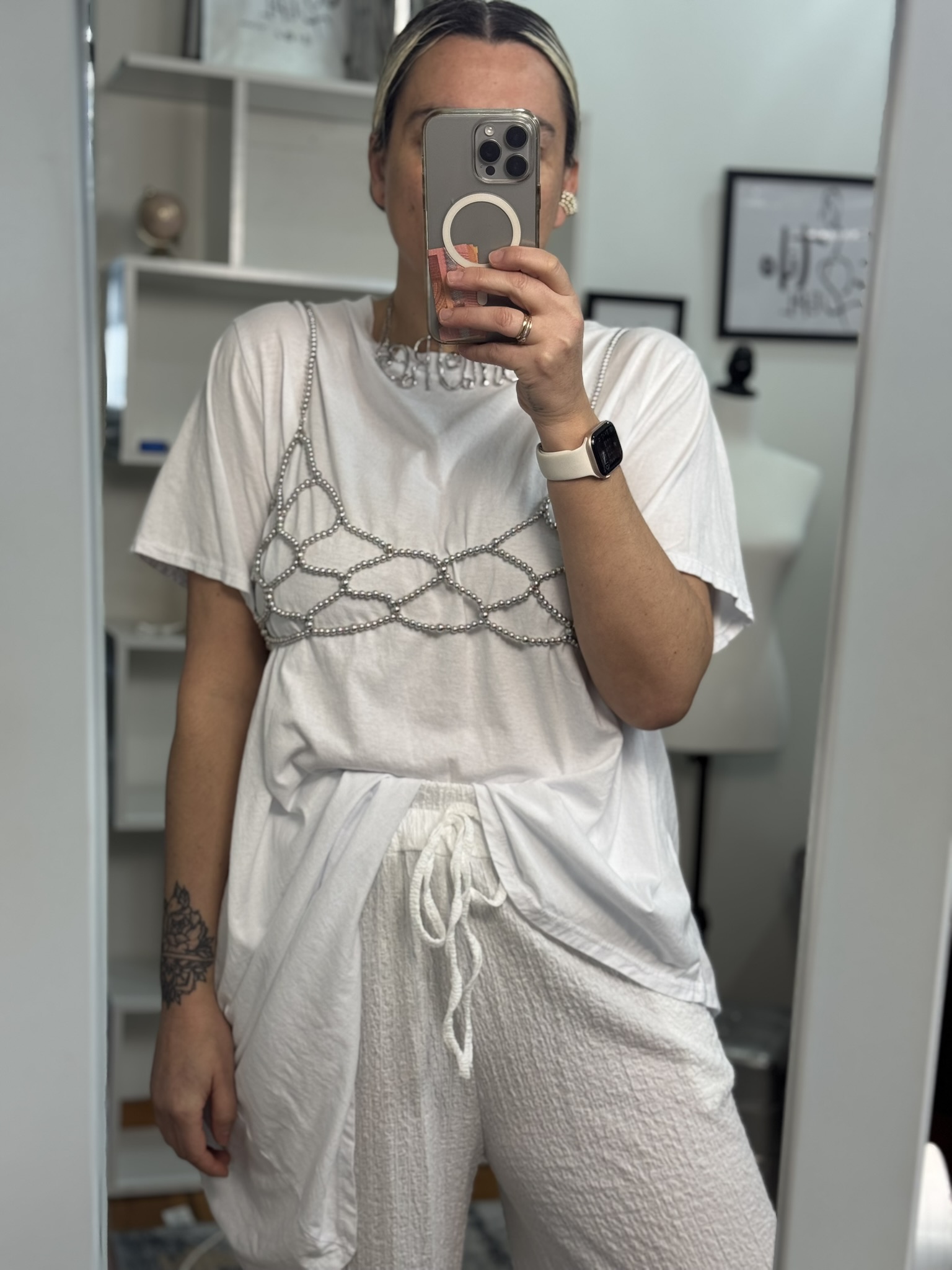 Pantalón recto textura