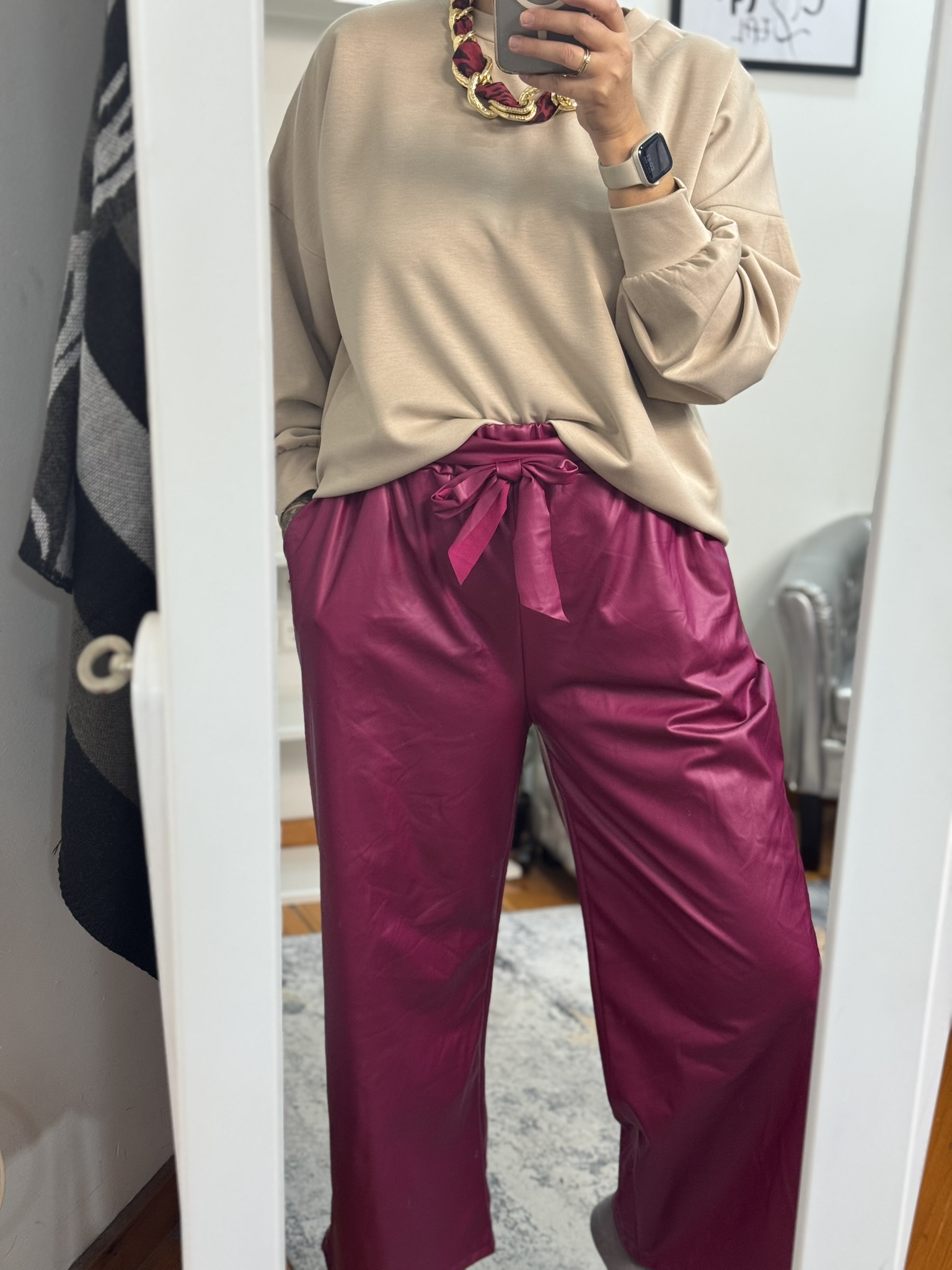 Pantalón culotte símil piel 
