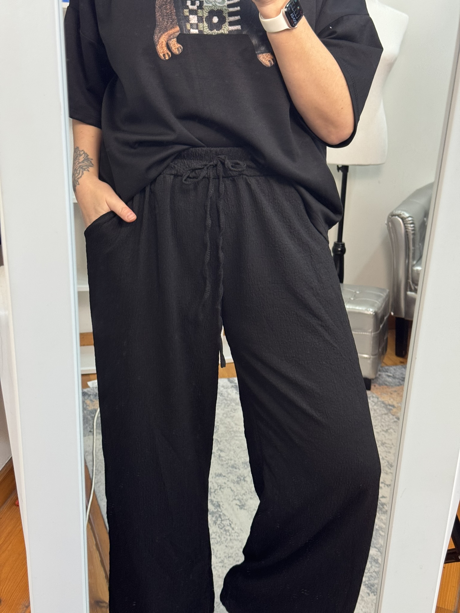 Pantalón recto textura