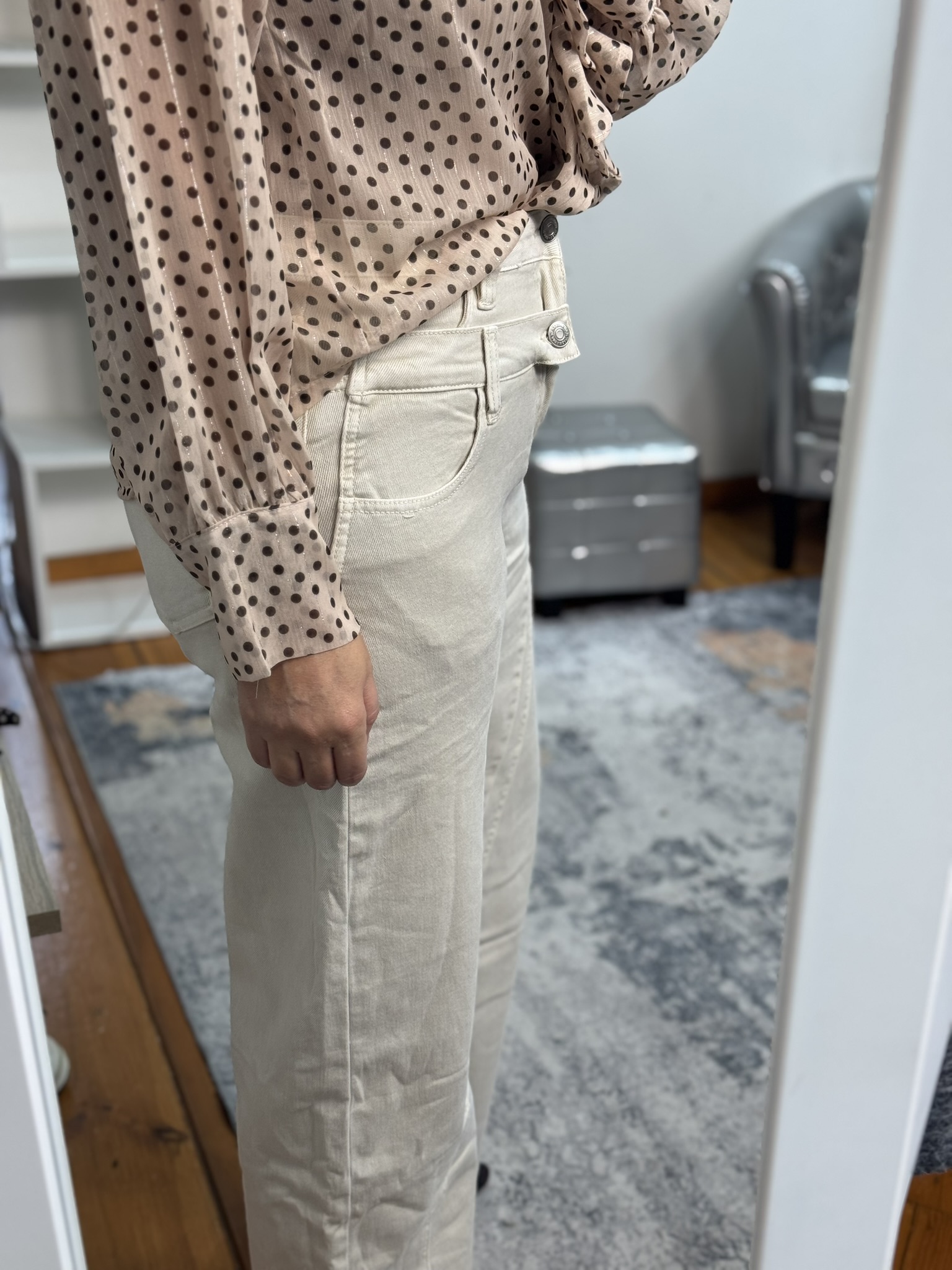 Jeans wide leg efecto doble pantalón