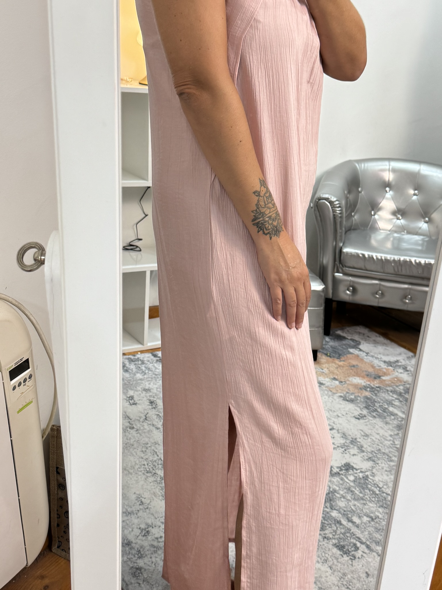 Vestido rosa lazo espalda
