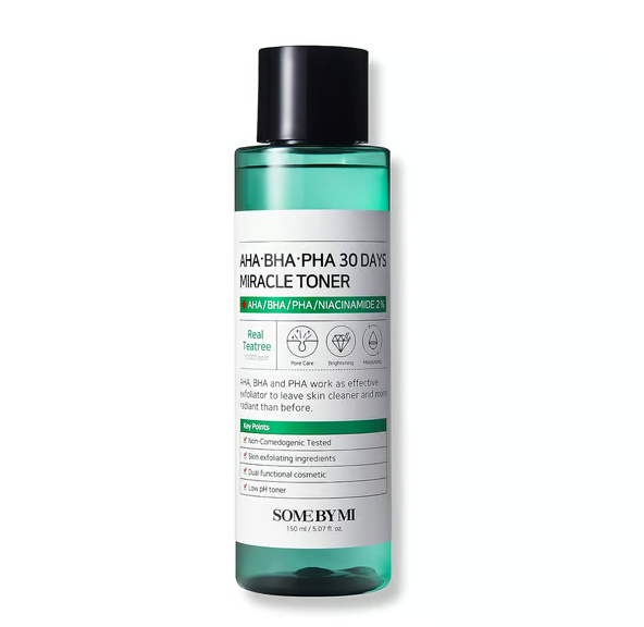  SOME BY MI AHA, BHA, PHA 30 Days Miracle Toner – attīrošs toniks ar tējas koka ekstraktu