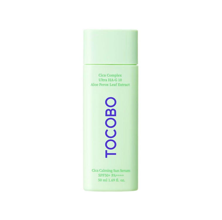 TOCOBO Cica Calming Sun Serum SPF 50+ – nomierinošs saules aizsardzības serums
