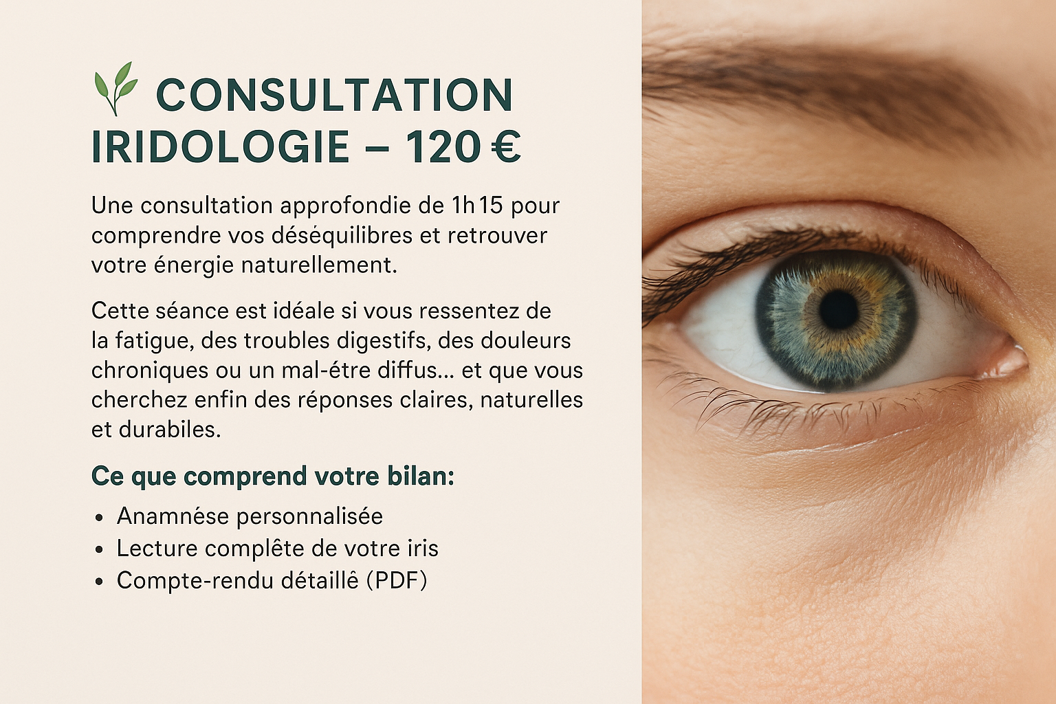 Consultation complète IRIDOLOGIE