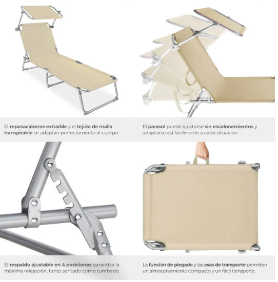 TUMBONA PLEGABLE CON PARASOL